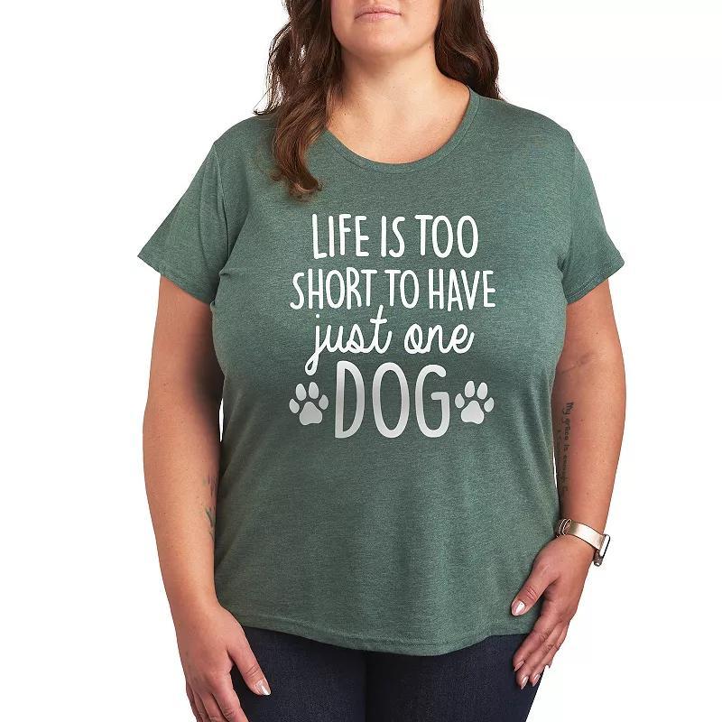 Plus Life Too Short Just One Dog Graphic Tee, Womens Med Red Product Image