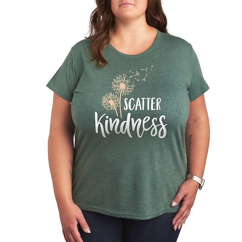 Instant Message Womens Womens Tee Shirts HEATHER Juniper Dandelion Scatter Kindness Graphic Tee - Women, Juniors, Plus & Petite Plus Product Image