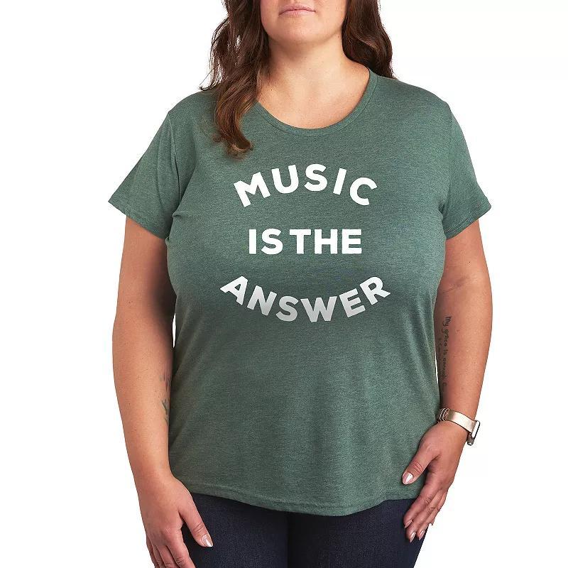 Plus Music is the Answer Graphic Tee, Womens Grey Red Product Image