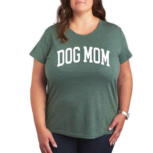 Plus Dog Mom Collegiate Graphic Tee, Womens Grey Green Product Image