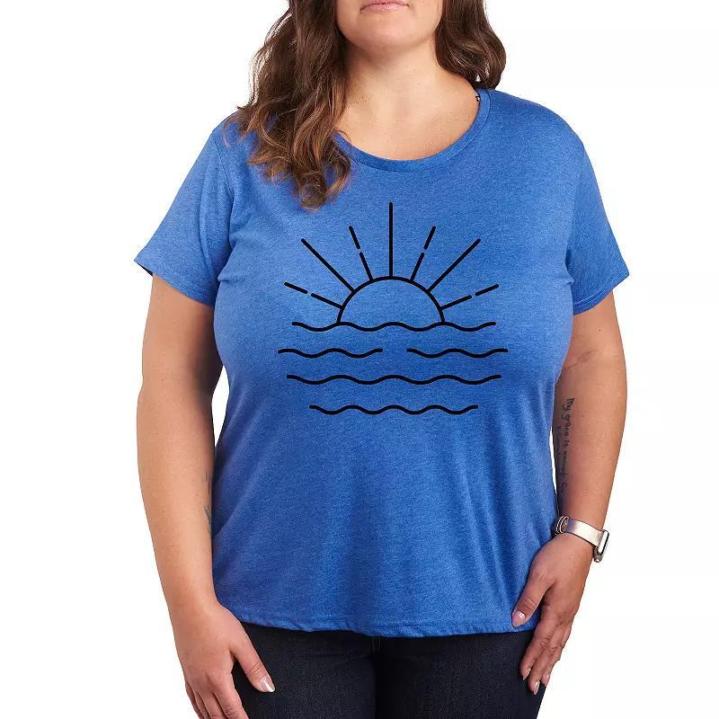 Plus Coors Banquet Mountains Graphic Tee, Womens Grey Royal Blue Product Image