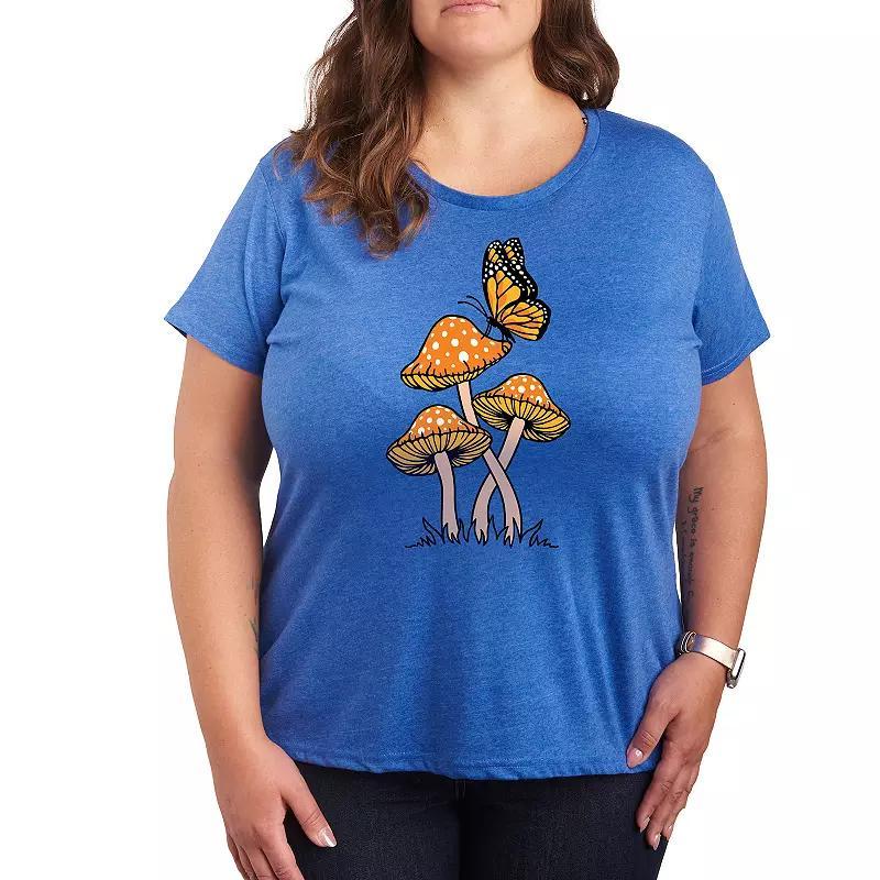 Plus Garfield Im Fine This Is Fine Graphic Tee, Womens Grey Royal Blue Product Image