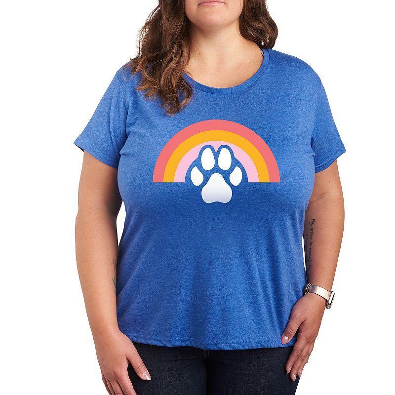 Plus Dog Paw Rainbow Graphic Tee, Womens Dark Grey Product Image