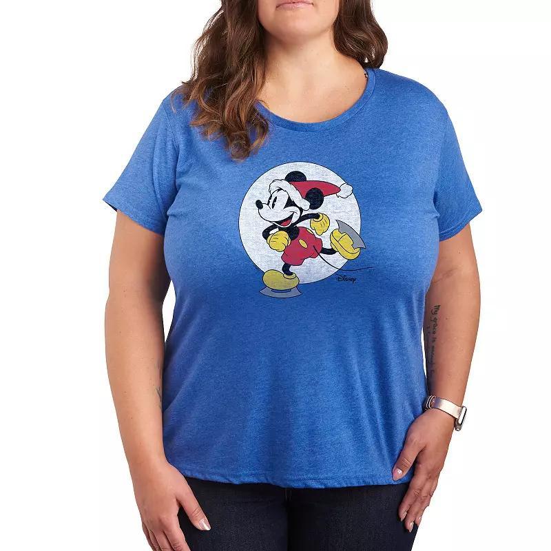 Disneys Mickey Mouse Plus Skating Graphic Tee, Womens Med Grey Product Image