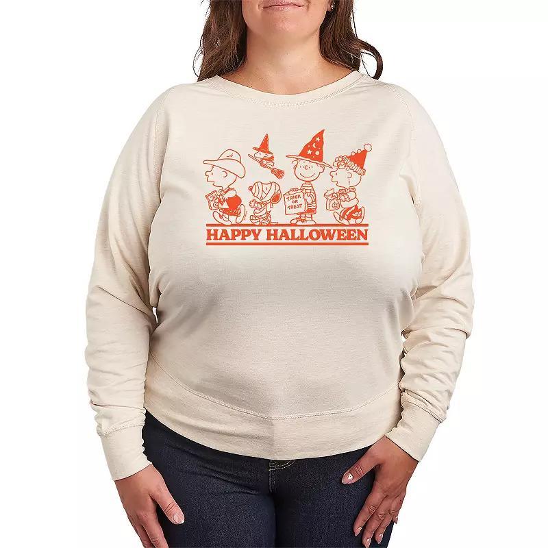 Plus Size Peanuts Group Happy Halloween Lightweight French Terry Sweatshirt, Womens Product Image