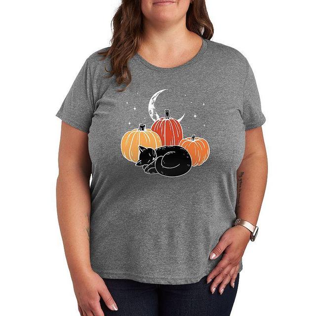 Womens Black Cat Pumpkin Nap Halloween Tee, Girls Product Image