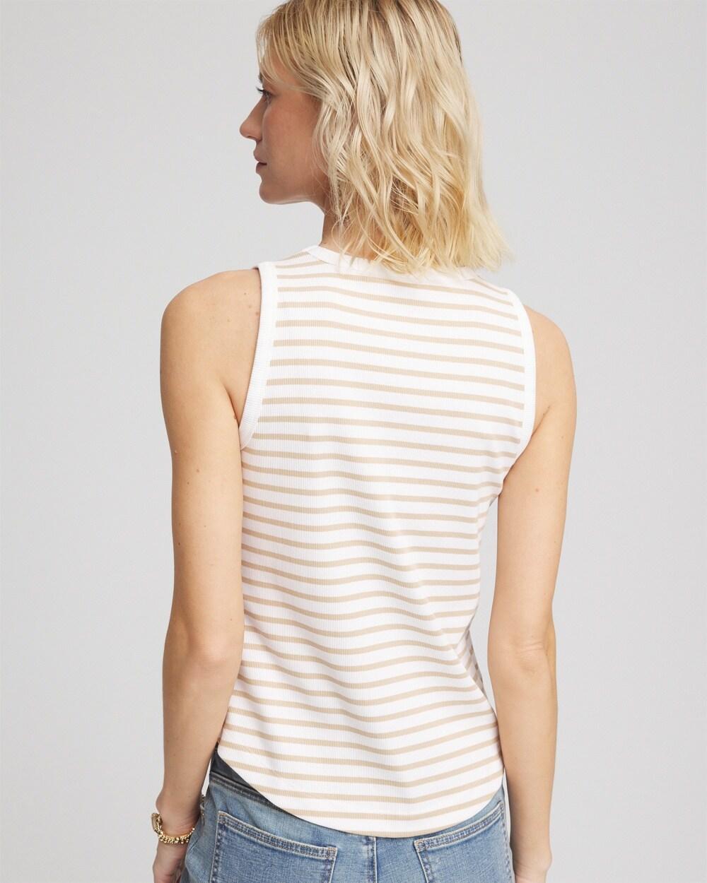 Striped High-Neck Ribbed Tank Product Image