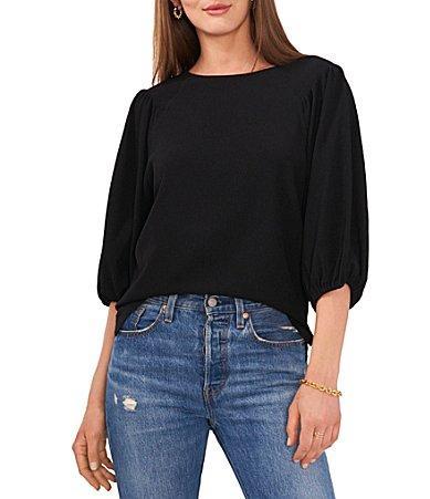 Vince Camuto Round Neck 34 Puff Sleeve Knit Top Product Image