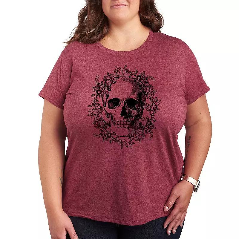 Plus Size Skull Wreath Graphic Tee, Womens Product Image