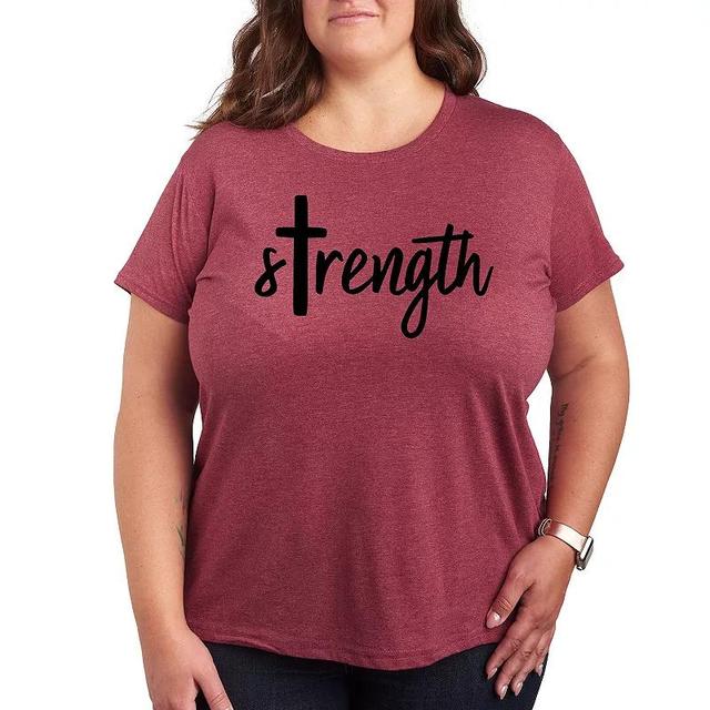 Womens Strength Cross Graphic Tee Grey Dark Red Product Image