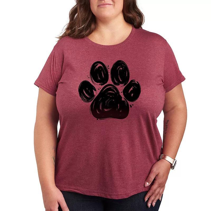 Plus Brushstroke Paw Print Graphic Tee, Womens Product Image