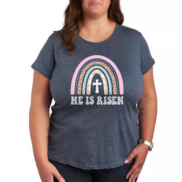 Plus He Is Risen Easter Rainbow Graphic Tee, Womens Grey Royal Blue Product Image