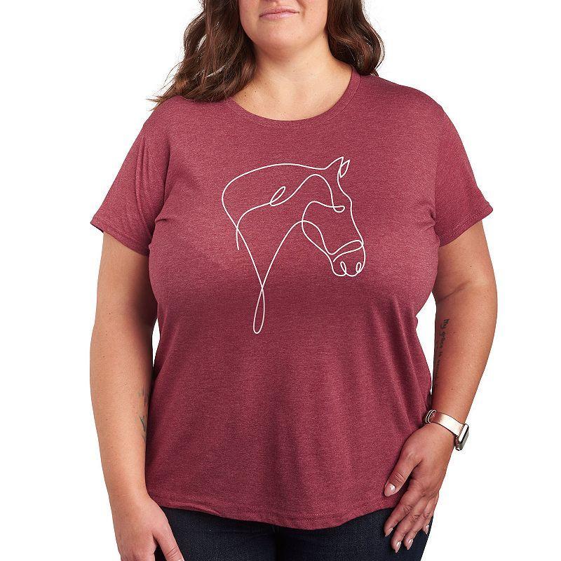 Plus White Line Horse Doodle Graphic Tee, Womens Med Red Product Image