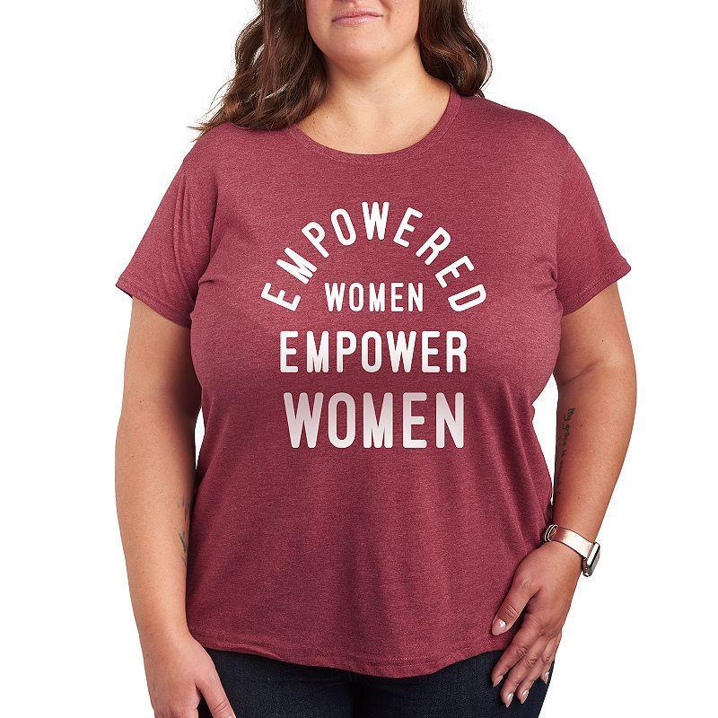 Plus Empowered Women Graphic Tee, Womens Grey Dark Red Product Image