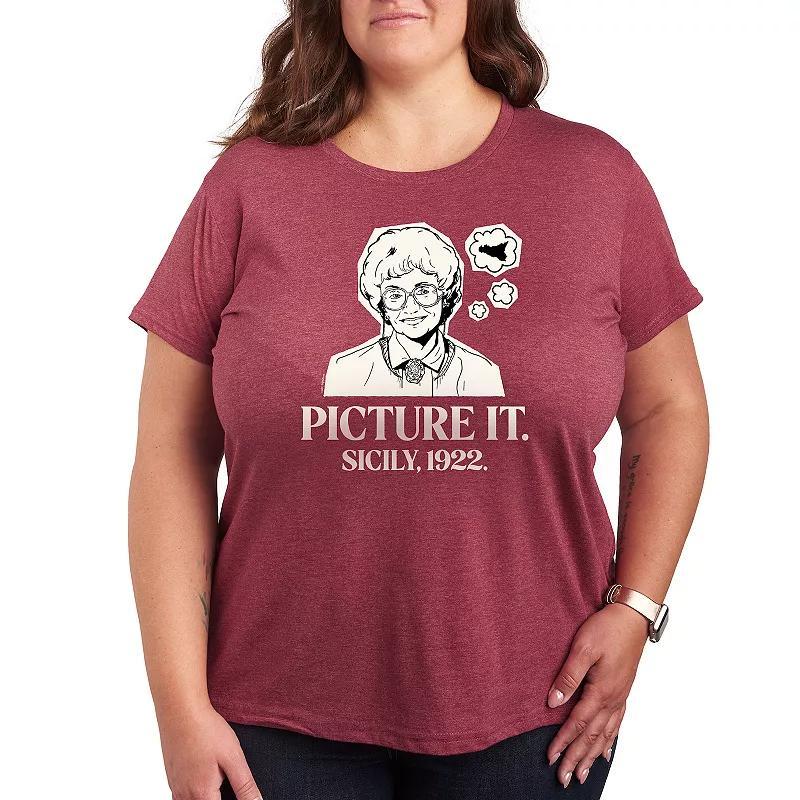 Plus Golden Girls Picture It Sicily Graphic Tee, Womens Grey Juniper Product Image