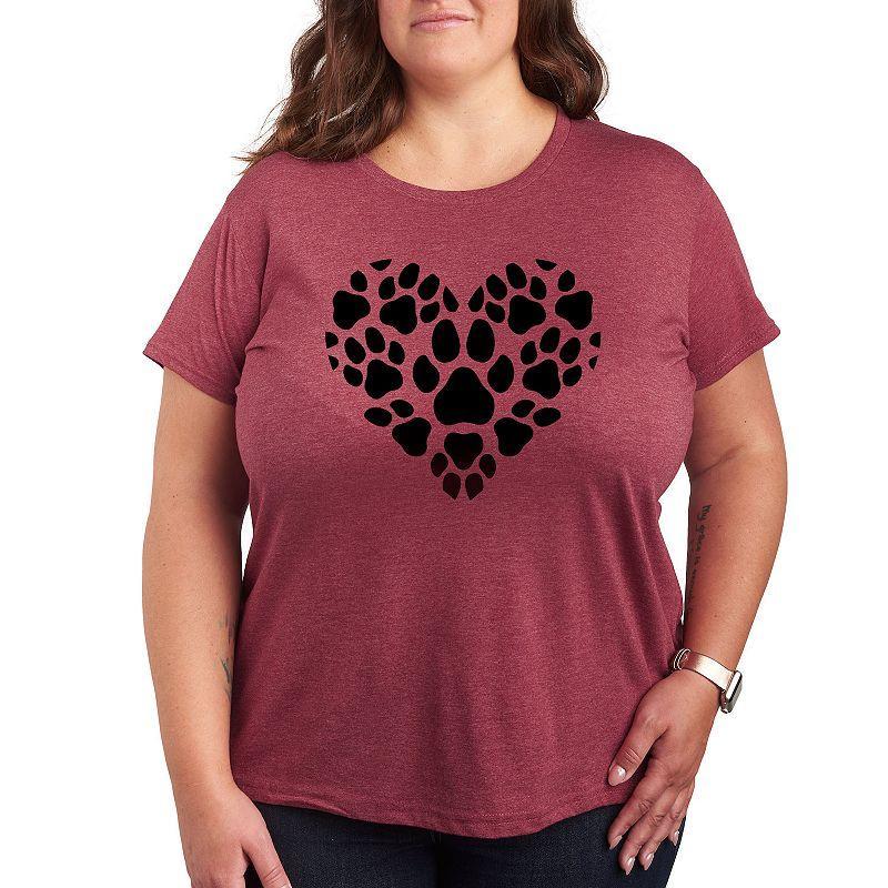 Plus Pawprint Heart Graphic Tee, Womens Med Red Product Image