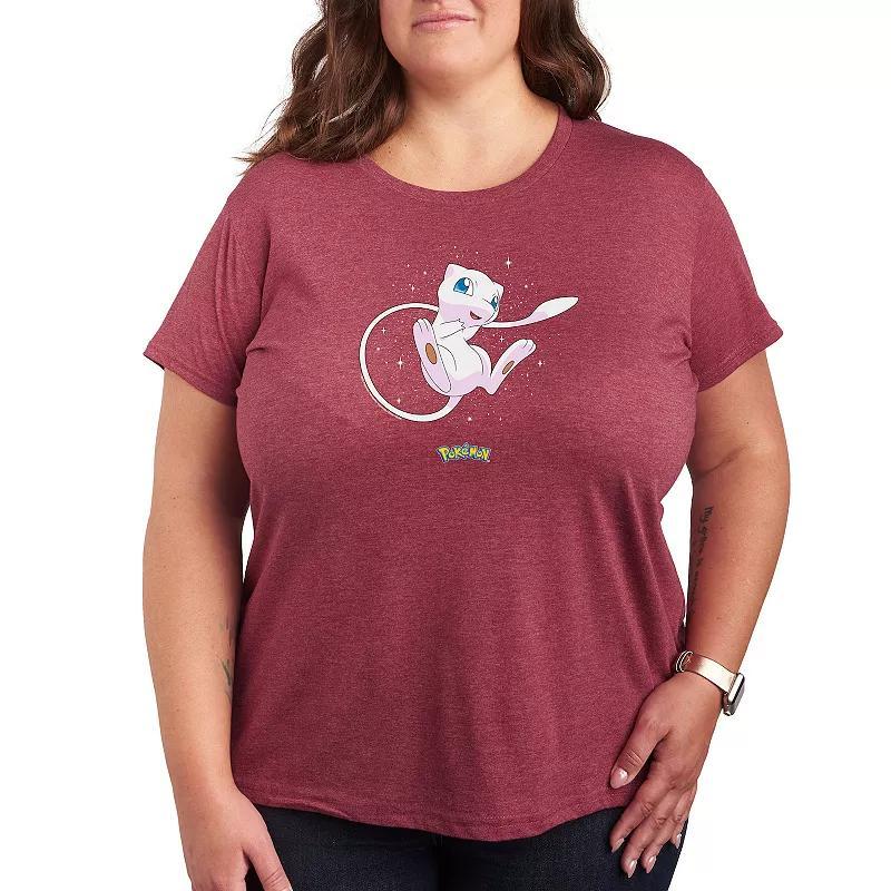 Womens Pokemon Starry Mew Tee, Girls Grey Wine Product Image