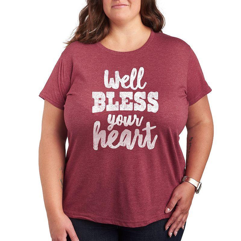 Plus Well Bless Your Heart Graphic Tee, Womens Dark Grey Product Image