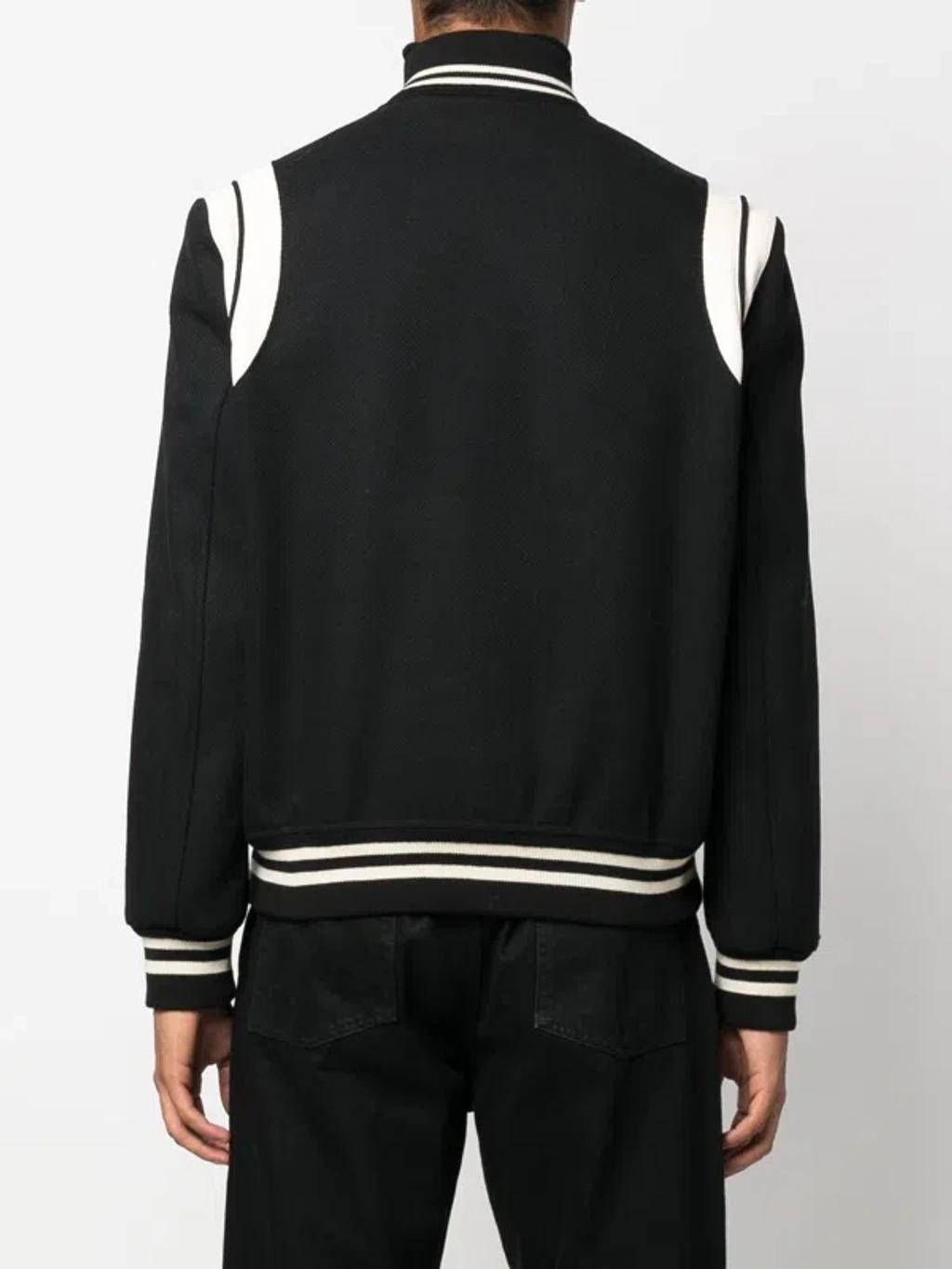 Men's Wool Bomber Jacket In Black Product Image