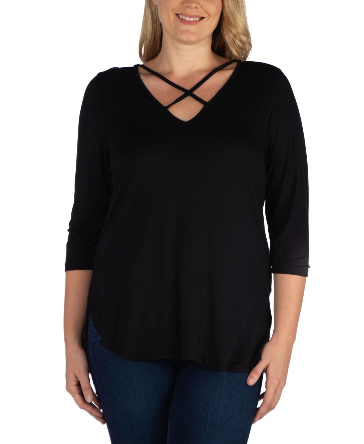 Womens Plus Size Criss Cross Detail Tunic Top Product Image