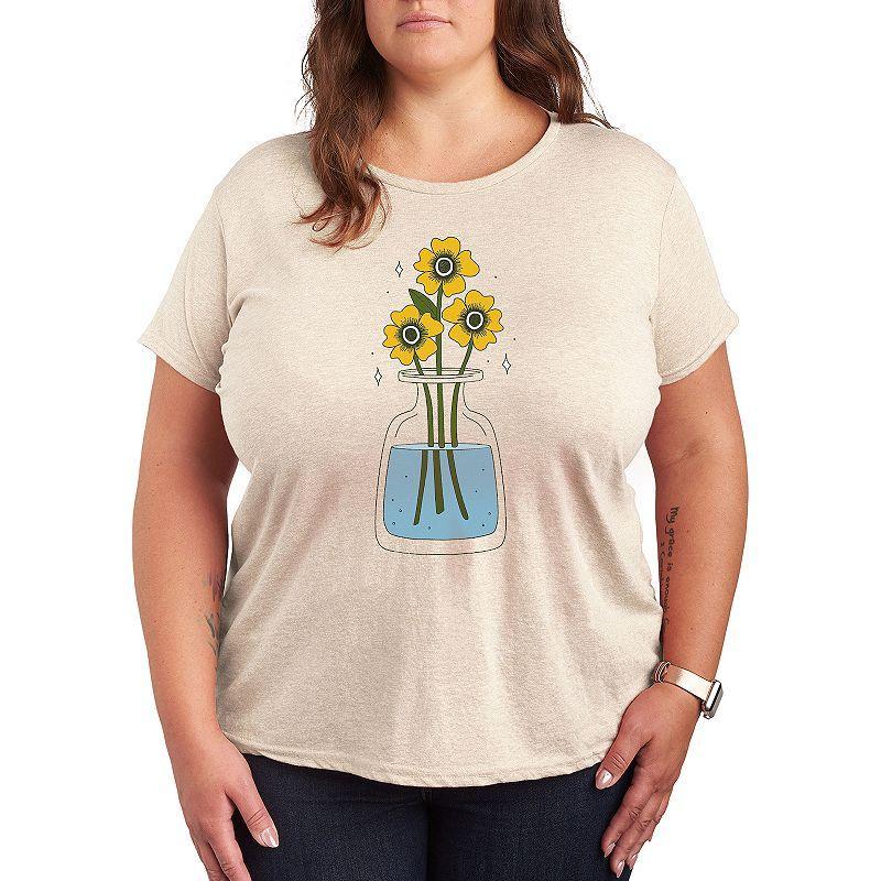 Plus Yellow Flowers Graphic Tee, Womens Product Image