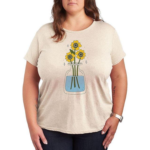 Plus Yellow Flowers Graphic Tee, Womens Beig/Green Product Image