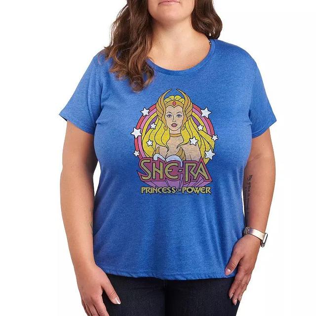 Plus She-Ra With Stars Graphic Tee, Womens Grey Royal Blue Product Image