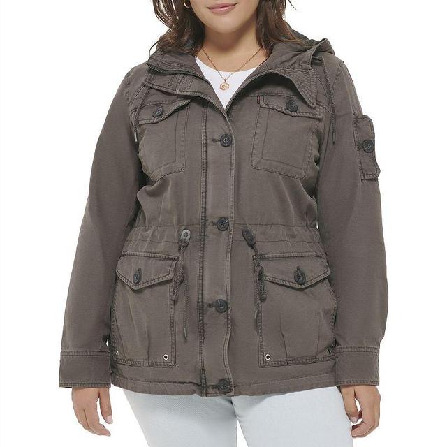 Plus Size Levis Hooded Cotton Anorak Jacket, Womens Med Grey Product Image