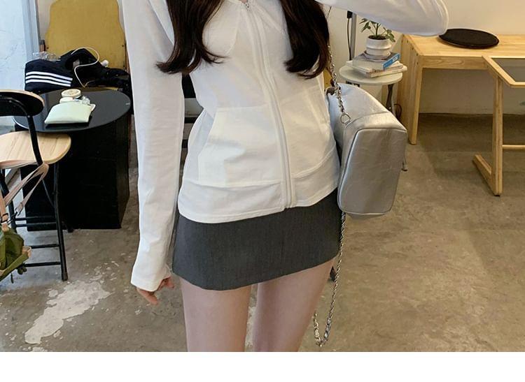 Plain Hooded Zip Light Jacket Product Image