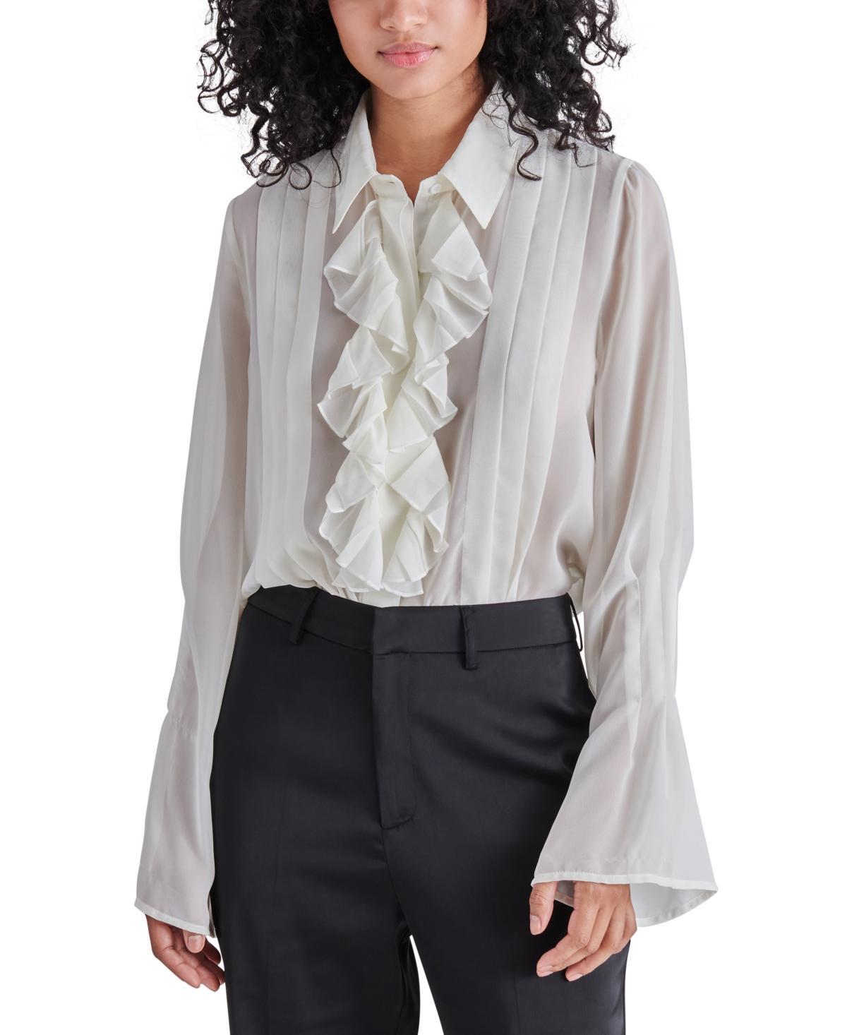 Steve Madden Aurora Ruffle Pleated Chiffon Button-Up Shirt Product Image