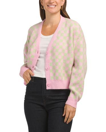 Long Sleeve Checkered Cardigan for Women Product Image