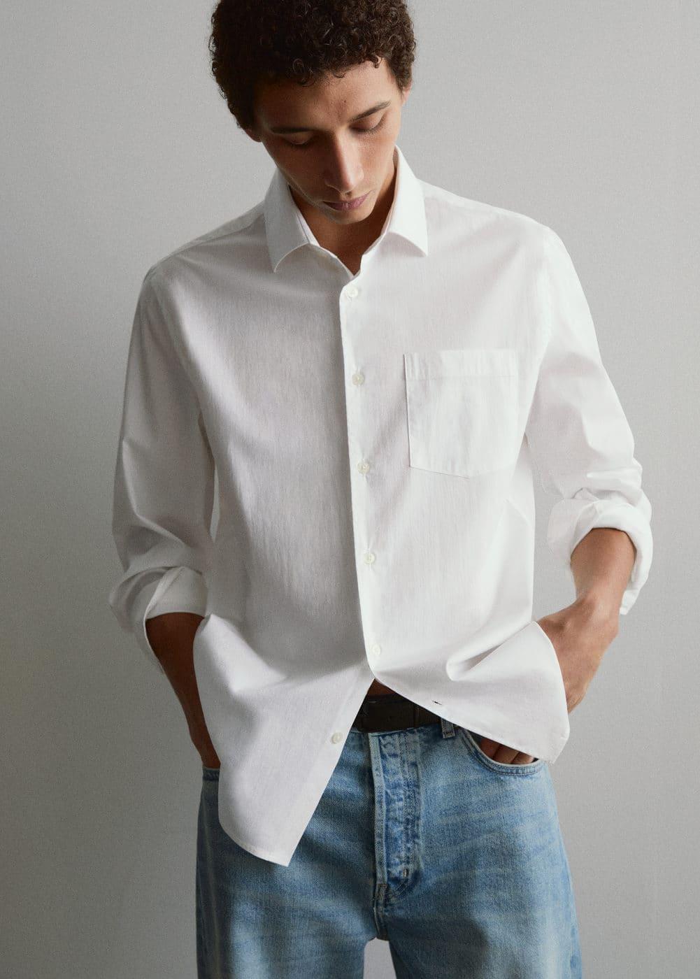 Mango Mens Classic-Fit Poplin Shirt Product Image