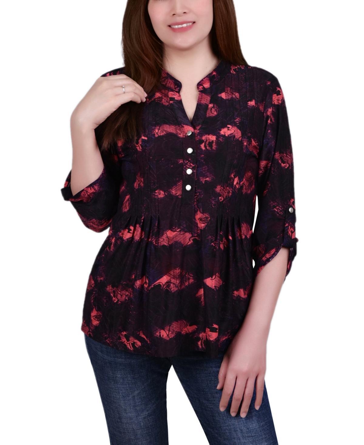 Womens 3/4 Roll Tab Sleeve Y-neck Top Product Image