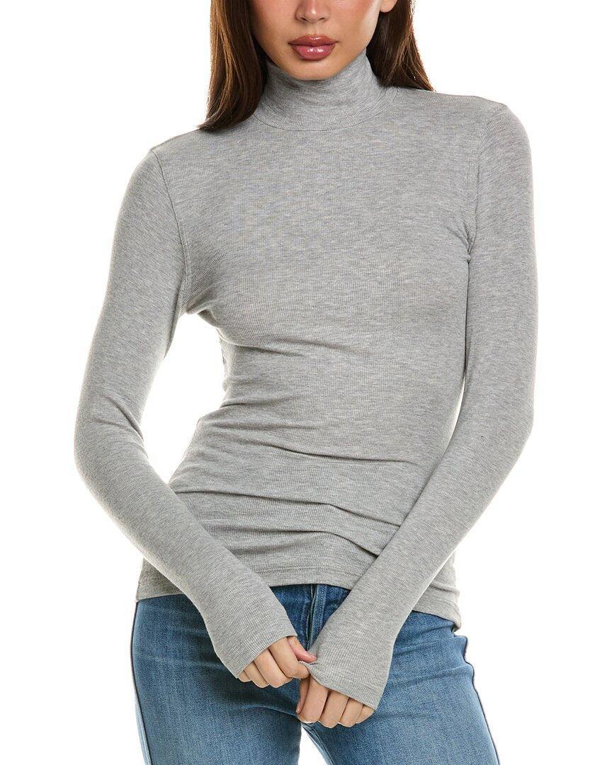 FRAME Denim Rib Turtleneck Top In Grey product image