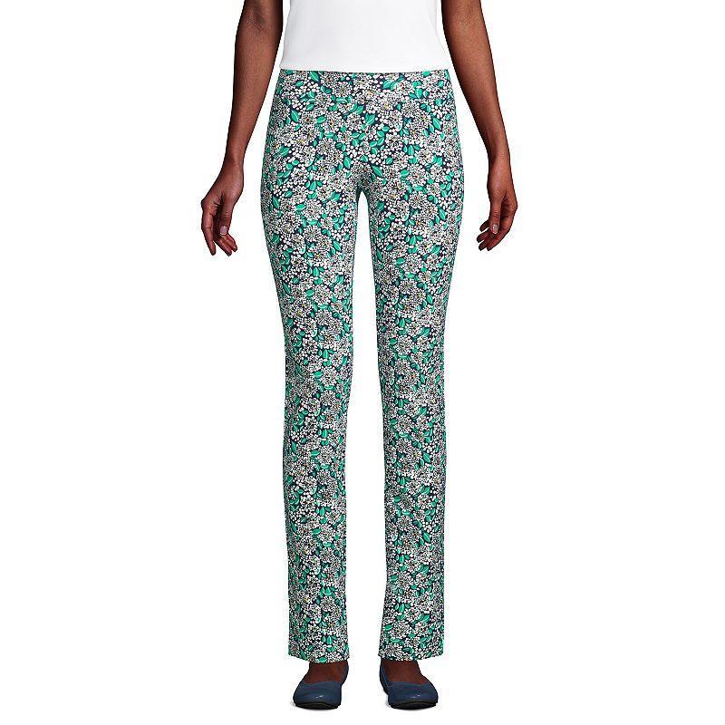 Womens Lands End Starfish Slim-Cut Pull-On Pants Blue Dotted Floral Product Image