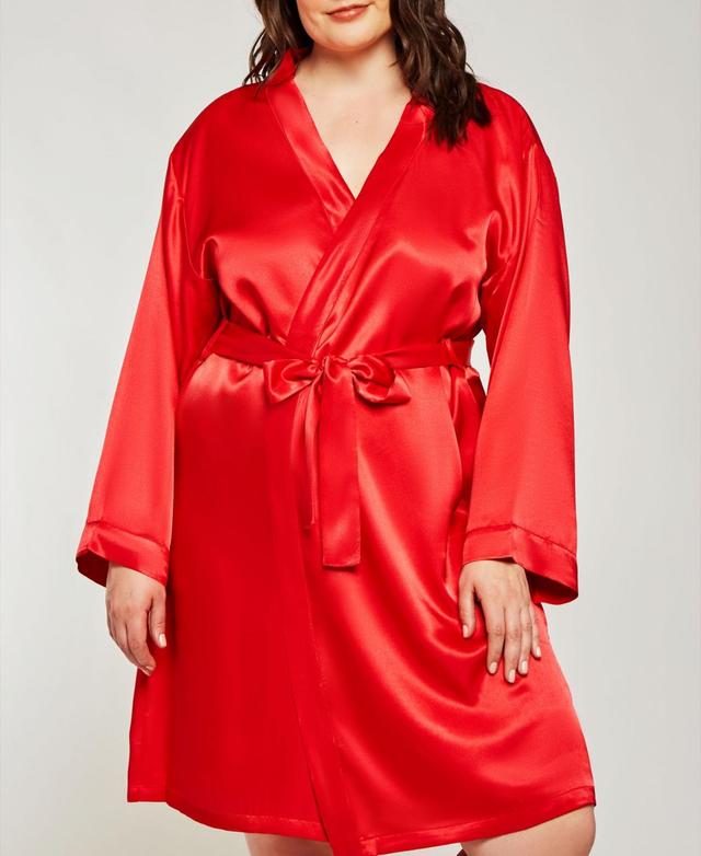 Plus Size Marina Lux Satin Robe Lingerie - Pink Product Image