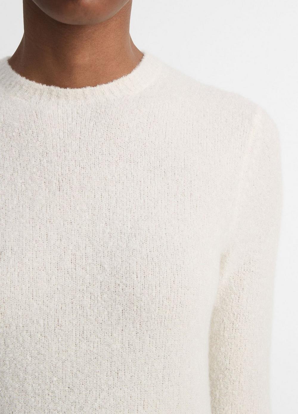 Soft Bouclé Silk-Blend Crew Neck Sweater Product Image