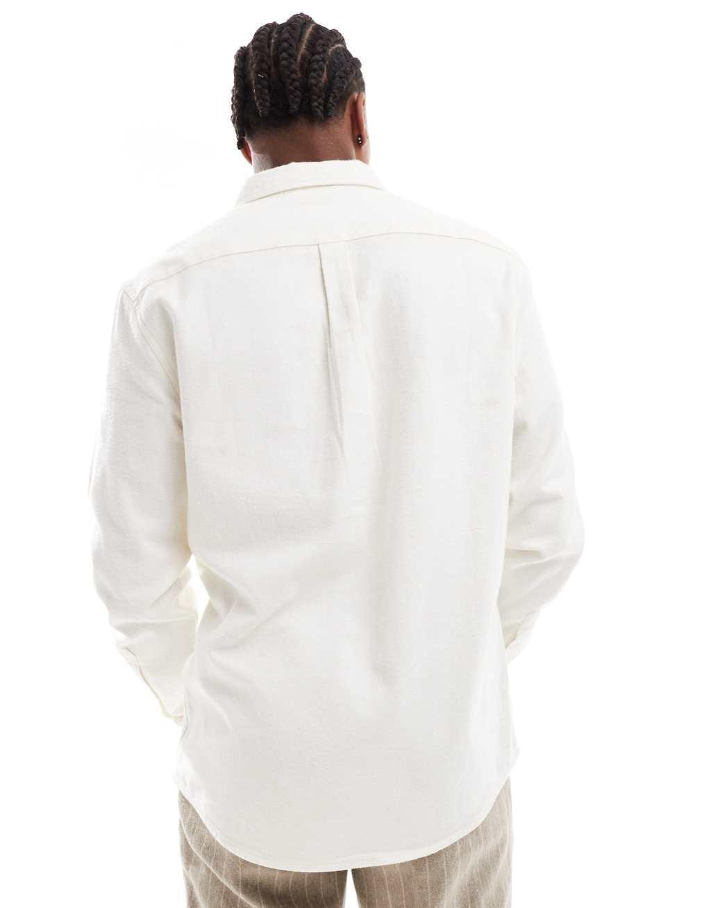 ASOS DESIGN brushed oxford shirt in off white Product Image