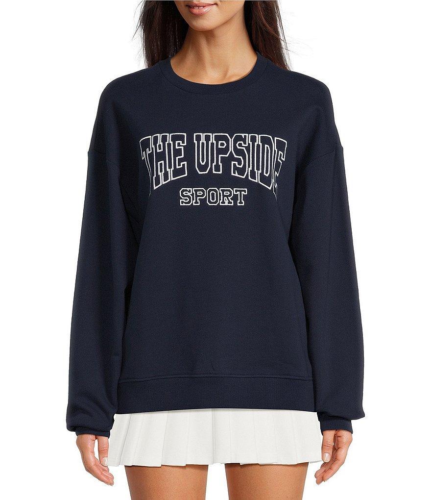 The Upside Embroidered Ivy League Saturn French Terry Crew Neck Logo Long Sleeve Sweatshirt Product Image