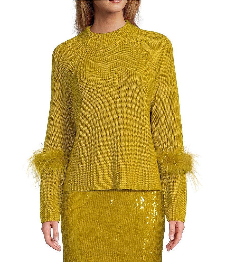 Antonio Melani Tilly Wool Blend Crew Neck Feather Detail Long Sleeve Sweater Product Image