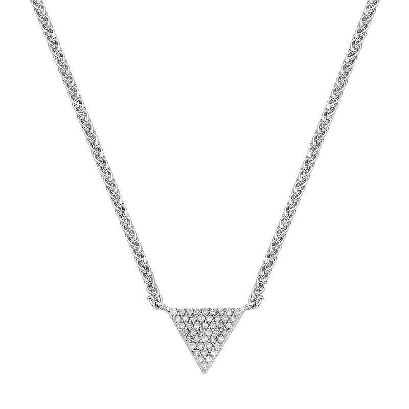 Sterling Silver 1/8 Carat T.W. Diamond Triangle Necklace, Womens White Product Image