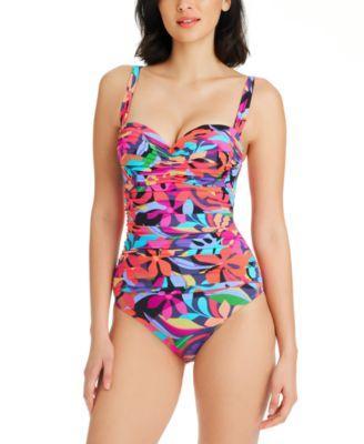 Bleu Rod Beattie Bold Rush Underwire Shirred Bandeau One Piece Swimsuit Product Image