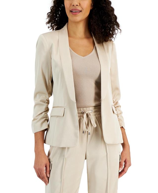 Tahari Asl Womens Shawl Collar Scrunched 3/4-Sleeve Blazer Product Image