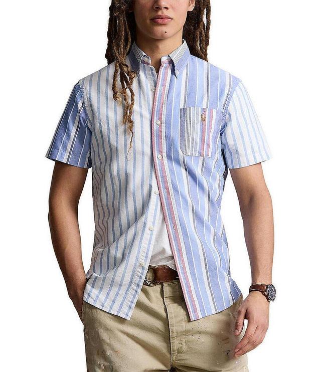 Polo Ralph Lauren Classic Fit Striped Oxford Short Sleeve Woven Fun Shirt Product Image