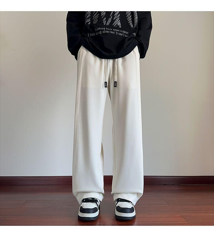 Drawstring Waist Plain Loose Fit Pants Product Image