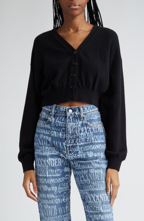 Alexander Wang Embossed Logo Crop Cotton & Wool Cardigan Product Image