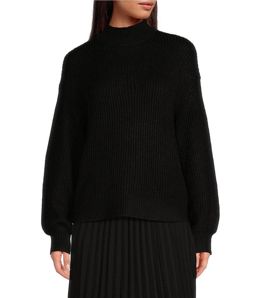 Every Knit Mock Neck Long Sleeve Cropped Sweater Product Image