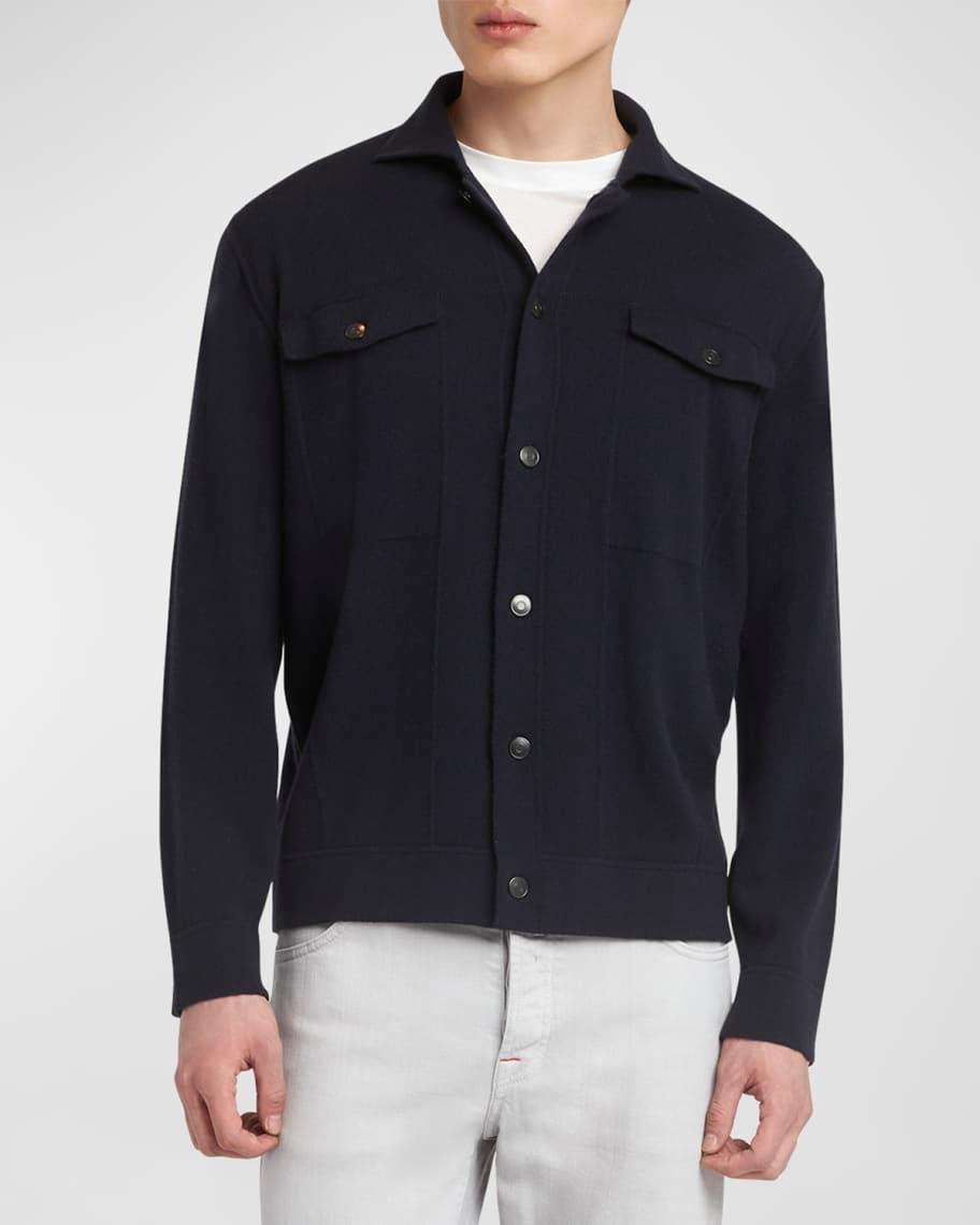 Mens Cashmere Shirt Sweater with Pockets Product Image