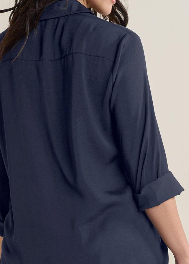 Soft Button-Down Blouse - Navy Product Image