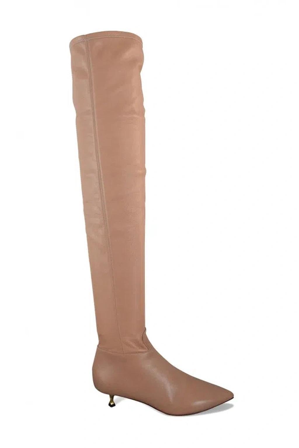 Twisted Heel Over-the-knee Boots In Pink Product Image